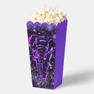 Ballotins Boîte de Popcorn Éléphant en Violet Rose Nuit Étoi