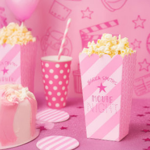 Ballotins Boîte de Popcorn Rose Personnalisée pour Soirée Ci