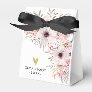 Ballotins Boîte de préférence Coeur Or Floral Personnalisé  