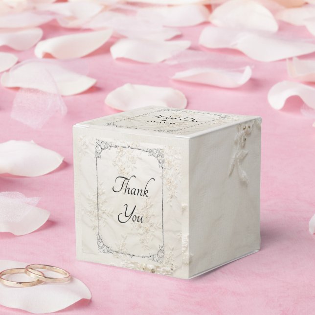 Ballotins Boîte de préférence de mariage en dentelle brodée (Mariage)