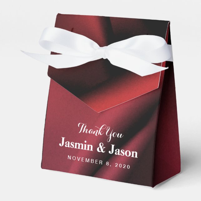 Ballotins Boîte de préférence de mariage en soie rouge perso (Verso)