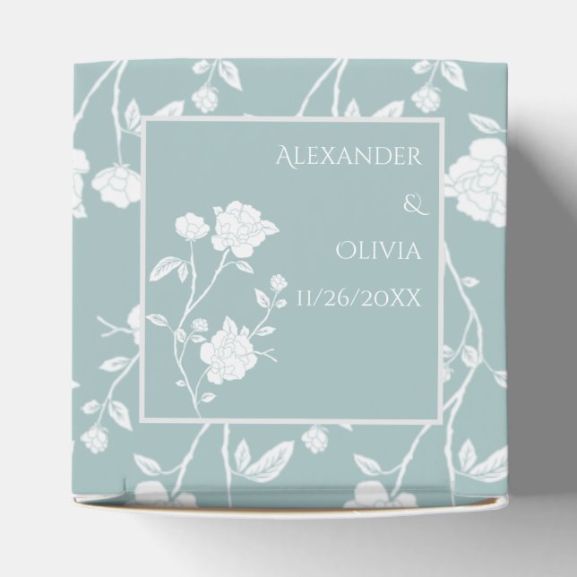 Ballotins Boîte de préférence de mariage Rose turquoise (Haut)