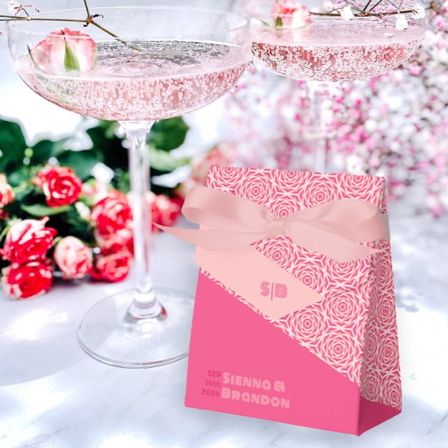 Ballotins Boîte de préférence de mariage rouge Rose géométri (Créateur téléchargé)