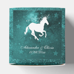 Ballotins Boîte de préférence de mariage Unicorn turquoise