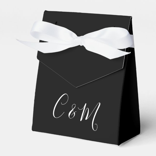 Ballotins Boîte de préférence Mariage noir et blanc (Verso)