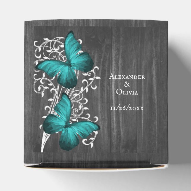 Ballotins Boîte de préférence pour papillon rustique turquoi (Haut)