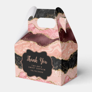 Ballotins Boîte de remerciement Black Pink Sequins Agate Swe