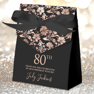 Ballotins Boîte de remerciement florale or rose pour 80e ann