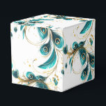 Ballotins Boîte de traitement de la fête des plumes de paon<br><div class="desc">La boîte de faveur de la fête est affichée dans un joli imprimé plumes paon. Customisez cet objet et ajoutez-le ou achetez comme indiqué. Conseil : Ajoutez un autocollant avec des noms et ajoutez un joli ruban. Conseil Image sous licence : Ajoutez simplement vos bonnes friandises et ajoutez un ruban...</div>