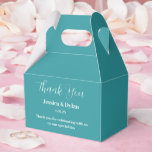 Ballotins Boîte de traitement de partie<br><div class="desc">La boîte de faveur de la fête est affichée dans une couleur turquoise élégante. Customisez cet élément et modifiez l'exemple de texte sur le vôtre. Astuce : Ajoutez simplement vos bonnes friandises et ajoutez un ruban festif.</div>