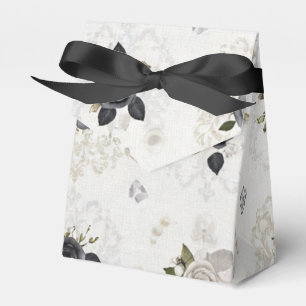 Ballotins Boîte élégante noire et blanche à motifs floraux p