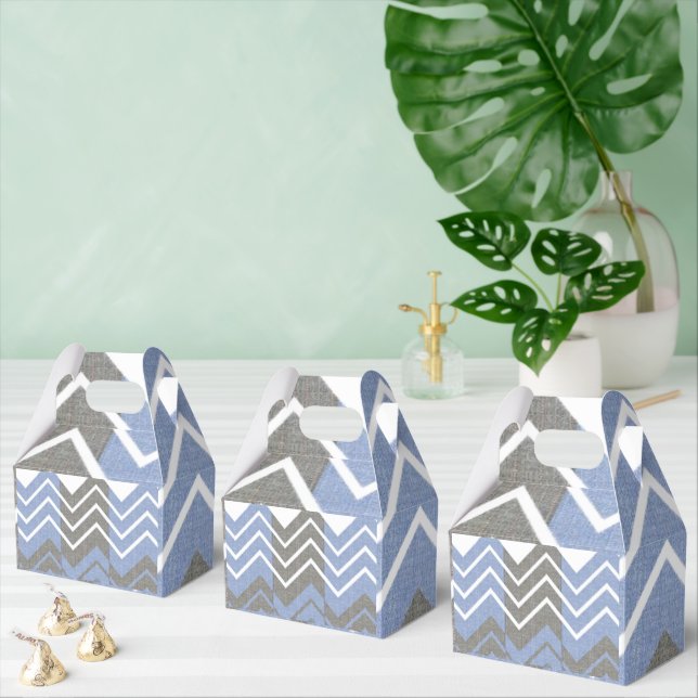 Ballotins Boîte Gable Favor Marron Bleu et Blanc (Multiple)
