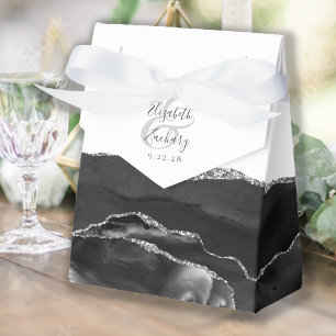 Ballotins Boîte moderne en agate noire et argent