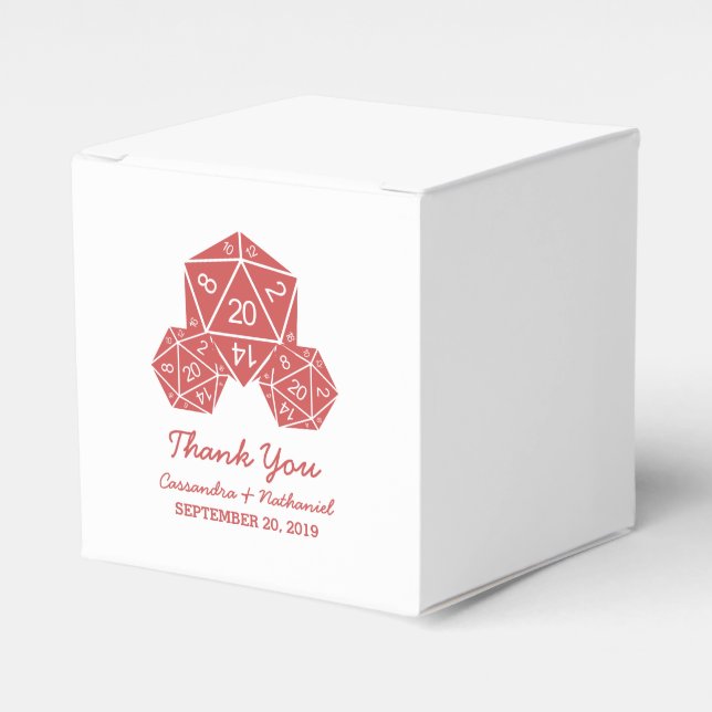 Ballotins Boîte rouge D20 Dice Wedding Favor (Verso)