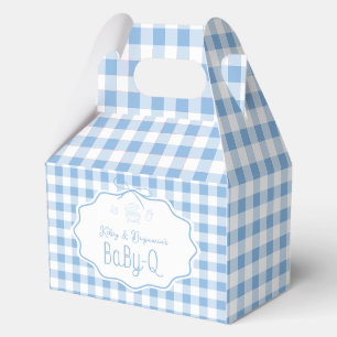 Ballotins Boîtes à clocheton Baby-Q BBQ à carreaux bleus pou