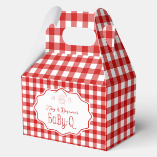 Ballotins Boîtes à clocheton Baby-Q BBQ à carreaux rouges po