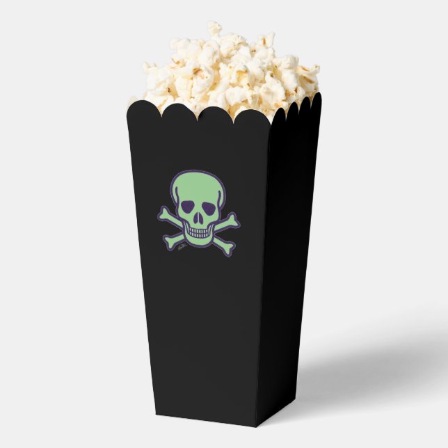 Ballotins Boîtes à pop-corn noir Crâne vert (Sauté)