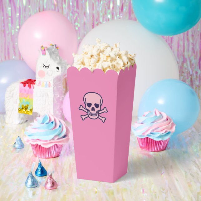 Ballotins Boîtes à pop-corn rose crâne (Fête)