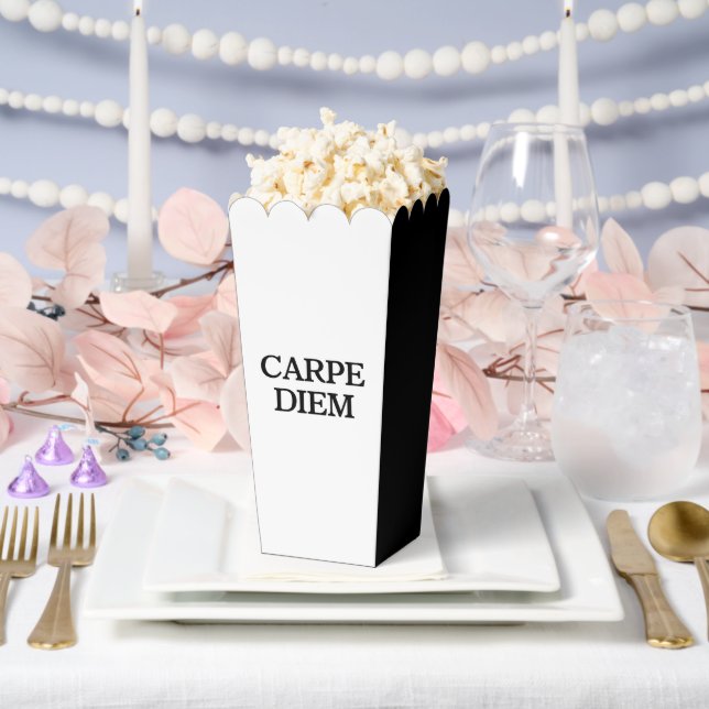 Ballotins Boîtes à popcorn noir et blanc Carpe Diem (Mariage)