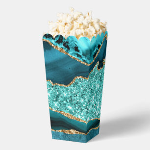 Ballotins Boîtes à Popcorn Pailletées Bleu Turquoise et Or