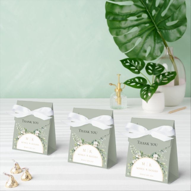 Ballotins Boîtes de cadeaux de mariage à monogramme botaniqu (Multiple)