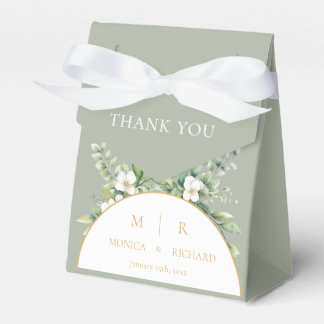 Ballotins Boîtes de cadeaux de mariage à monogramme botaniqu