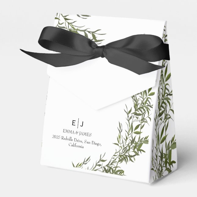 Ballotins Boîtes de cadeaux de mariage chic avec verdure (Verso)