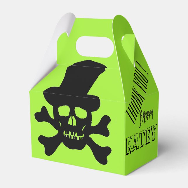 Ballotins Boîtes de faveur crâne et os croisés de poison noi (Arrière)