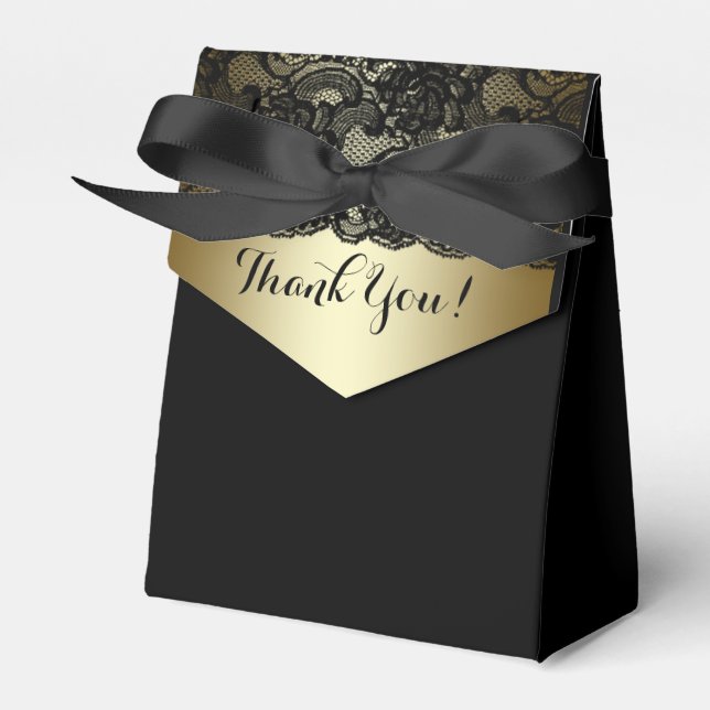 Ballotins Boîtes de faveur de dentelle noire et or (Verso)