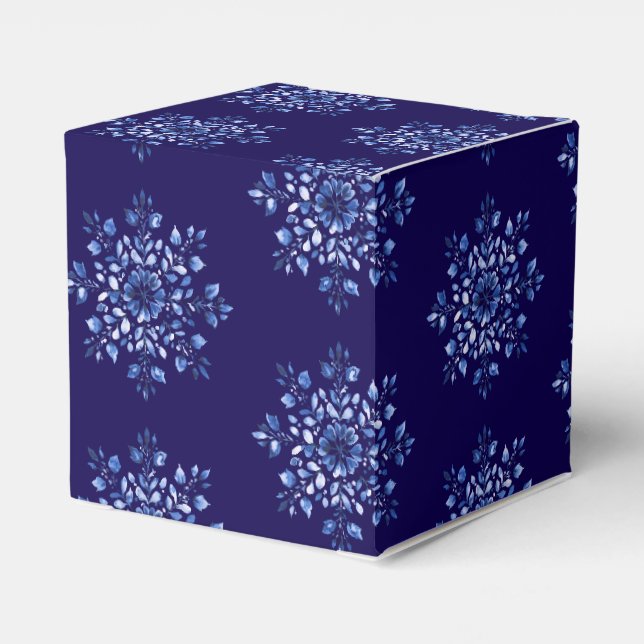 Ballotins Boîtes de faveur de flocon de neige bleu marine (Arrière)