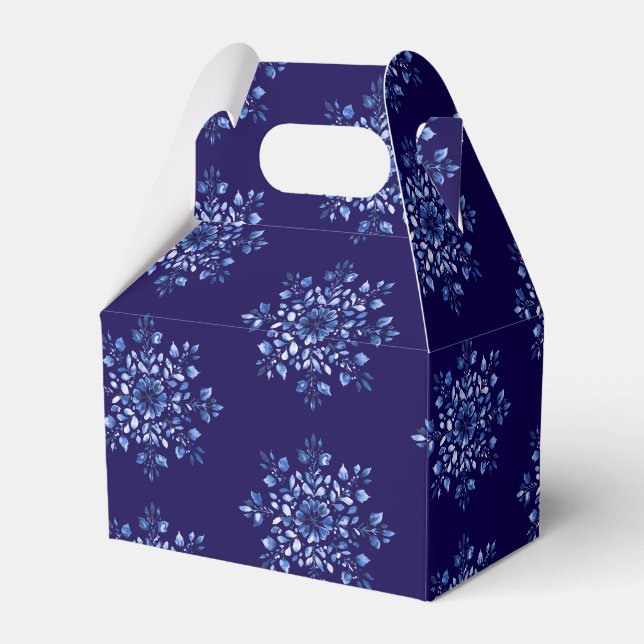 Ballotins Boîtes de Faveur de Flocon de Neige Bleu Marine (Verso)