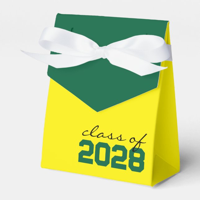 Ballotins Boîtes de faveur de graduation jaune et vert (Verso)