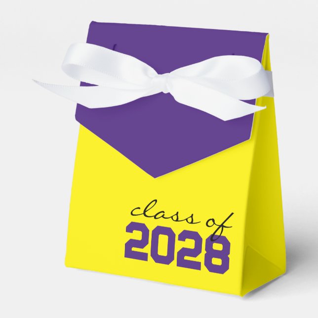 Ballotins Boîtes de faveur de graduation jaune et violet (Verso)