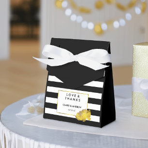 Ballotins Boîtes De Faveur De Mariage Black Stripe & Gold