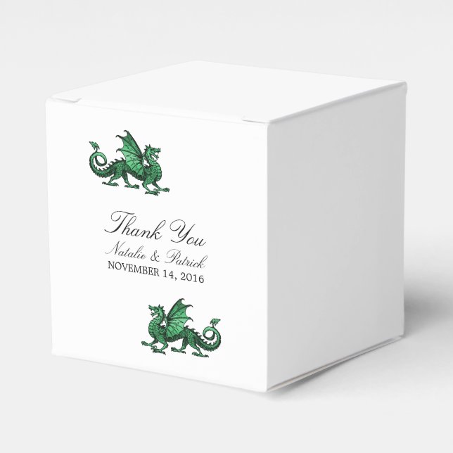 Ballotins Boîtes De Faveur De Mariage De Dragon Vert (Verso)