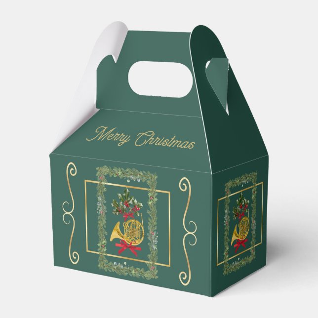 Ballotins Boîtes de faveur de Noël vert foncé en cor d'harmo (Verso)