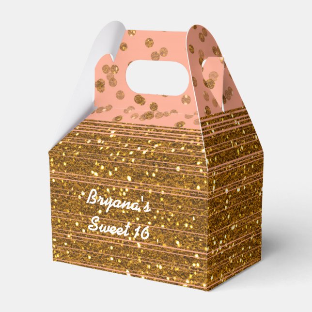 Ballotins Boîtes de faveur de points de confettis rose pêche (Verso)