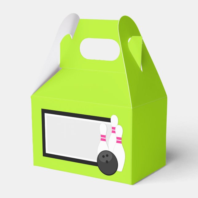 Ballotins Boîtes de faveur de quilles vert néon (Verso)