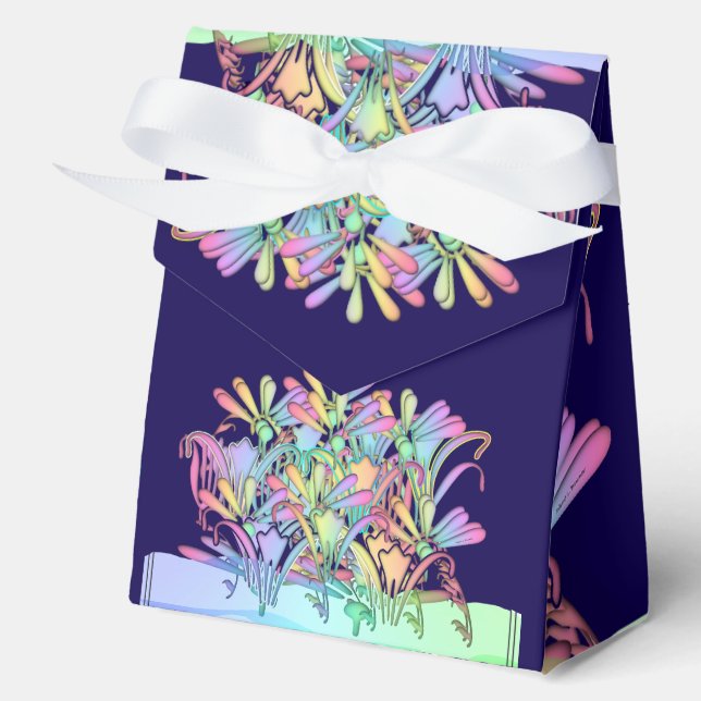 Ballotins Boîtes de faveur Floral Pastel Bleu foncé (Recto)