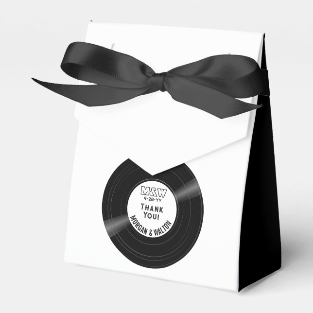 Ballotins Boîtes de Faveur Noir & Blanc de Disque Vinyle Élé (Verso)