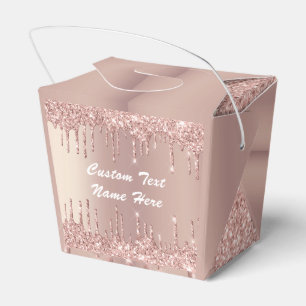 Ballotins Boîtes de Faveur Pailletées Or Rose avec Texte Per