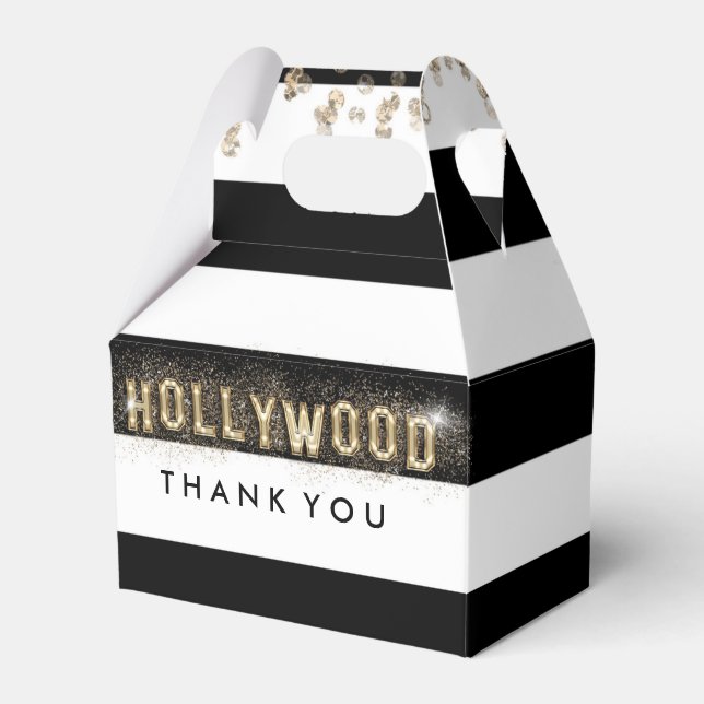 Ballotins Boîtes de faveur rayées noir et blanc Hollywood Go (Verso)