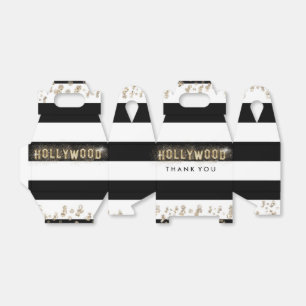 Ballotins Boîtes de faveur rayées noir et blanc Hollywood or