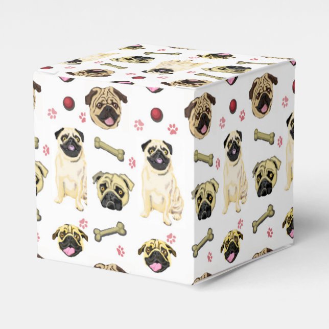 Ballotins Boîtes de faveurs à thème Pug (Verso)