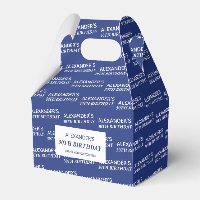 Ballotins Boîtes de faveurs d'anniversaire Navy Blue Nom & Â (Verso)