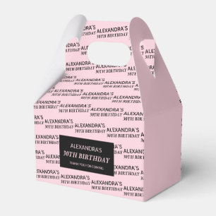 Ballotins Boîtes de faveurs d'anniversaire Rose Pâle Nom & Â