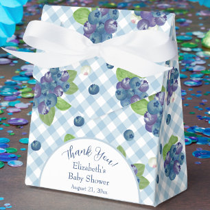 Ballotins Boîtes de faveurs de Baby Shower en Gingham Bleu D