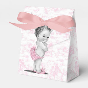 Ballotins Boîtes de faveurs de baby shower en toile rose