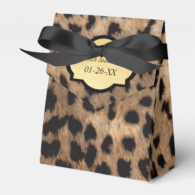 Ballotins Boîtes de faveurs de fête chic imprimées léopard e (Verso)