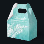 Ballotins Boîtes de faveurs de fête Turquoise Océan avec Pal<br><div class="desc">Boîtes de faveurs de fête avec des frondes de palmier blanches sur un fond aquarelle turquoise océan. Parfait pour toute célébration, fête d'anniversaire, douche de mariée, fête de fiançailles, fête de retraite, mariage et plus encore. Cliquez sur PERSONNALISER pour changer la couleur de fond, les polices et ajouter du texte....</div>